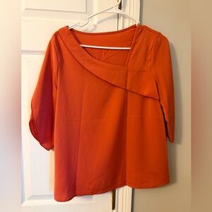 SHEIN Vibrant Orange Asymmetrical Blouse